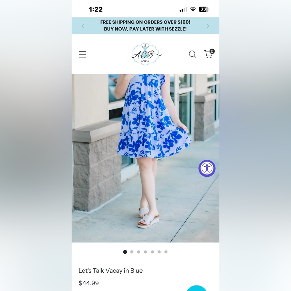 SHEIN Blue Floral Dress in light and royal blues
